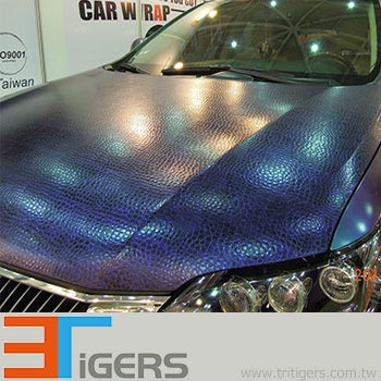 Cast purple leather texture car wrap film with bubble free liner
