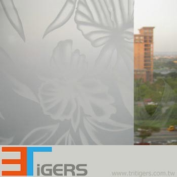 white, matt big flower privacy décor PET film for windows