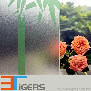 Frosted Green Bamboo Glass Window Film, Decorative window film - RB05CP0801